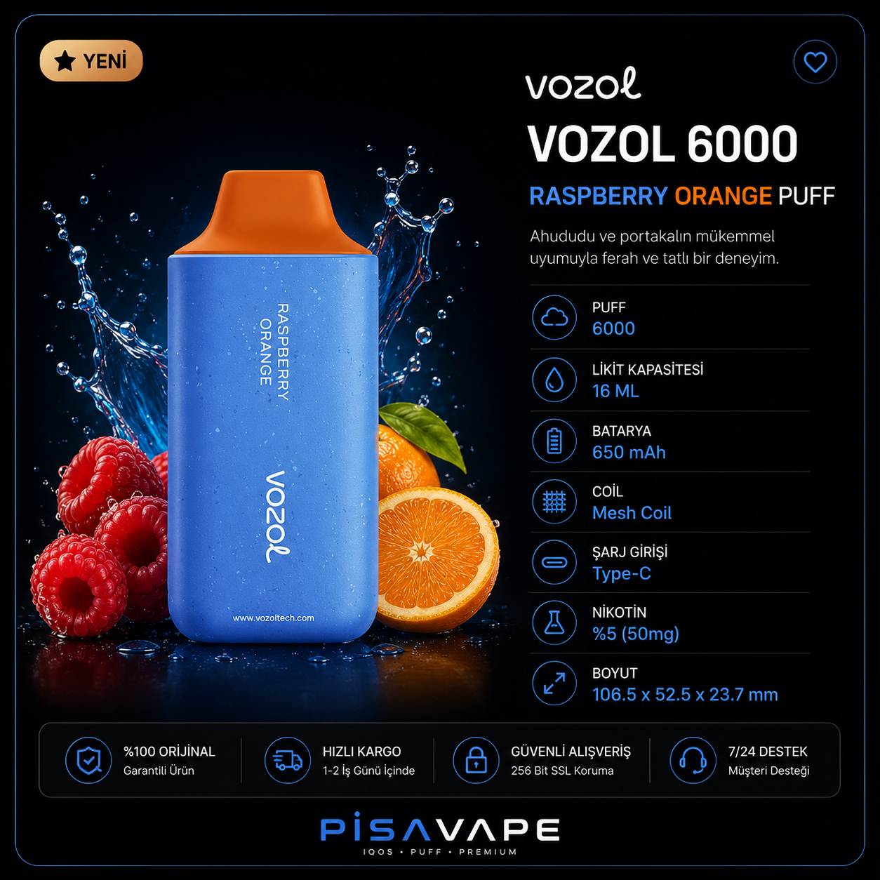 Vozol 6.000 – Raspberry Orange Puff