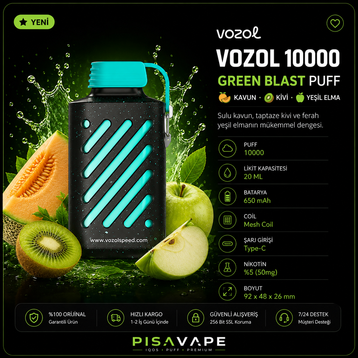 Vozol 10.000 – Green Blast Puff
