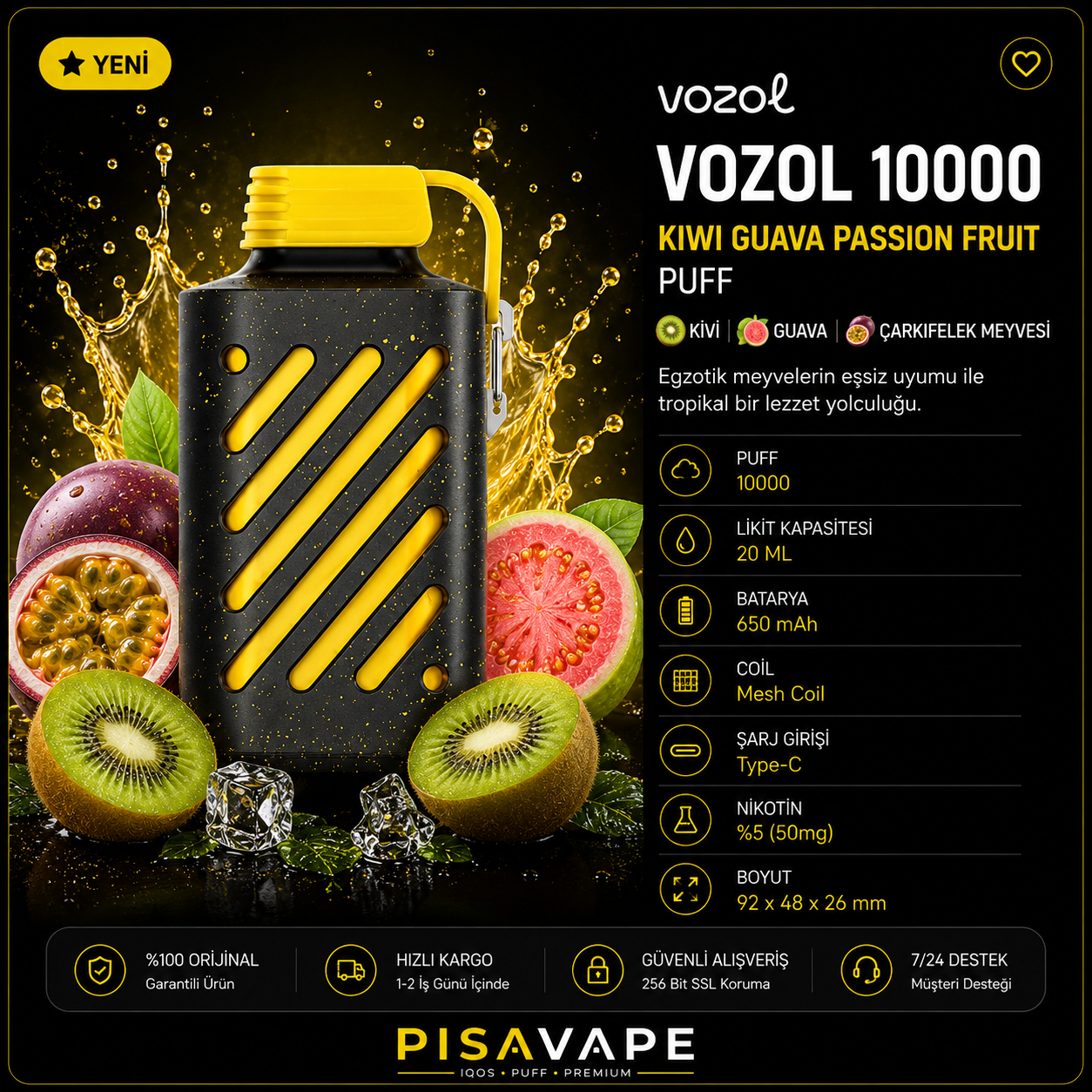 Vozol 10.000 – Kiwi Guava Passion Fruit Puff